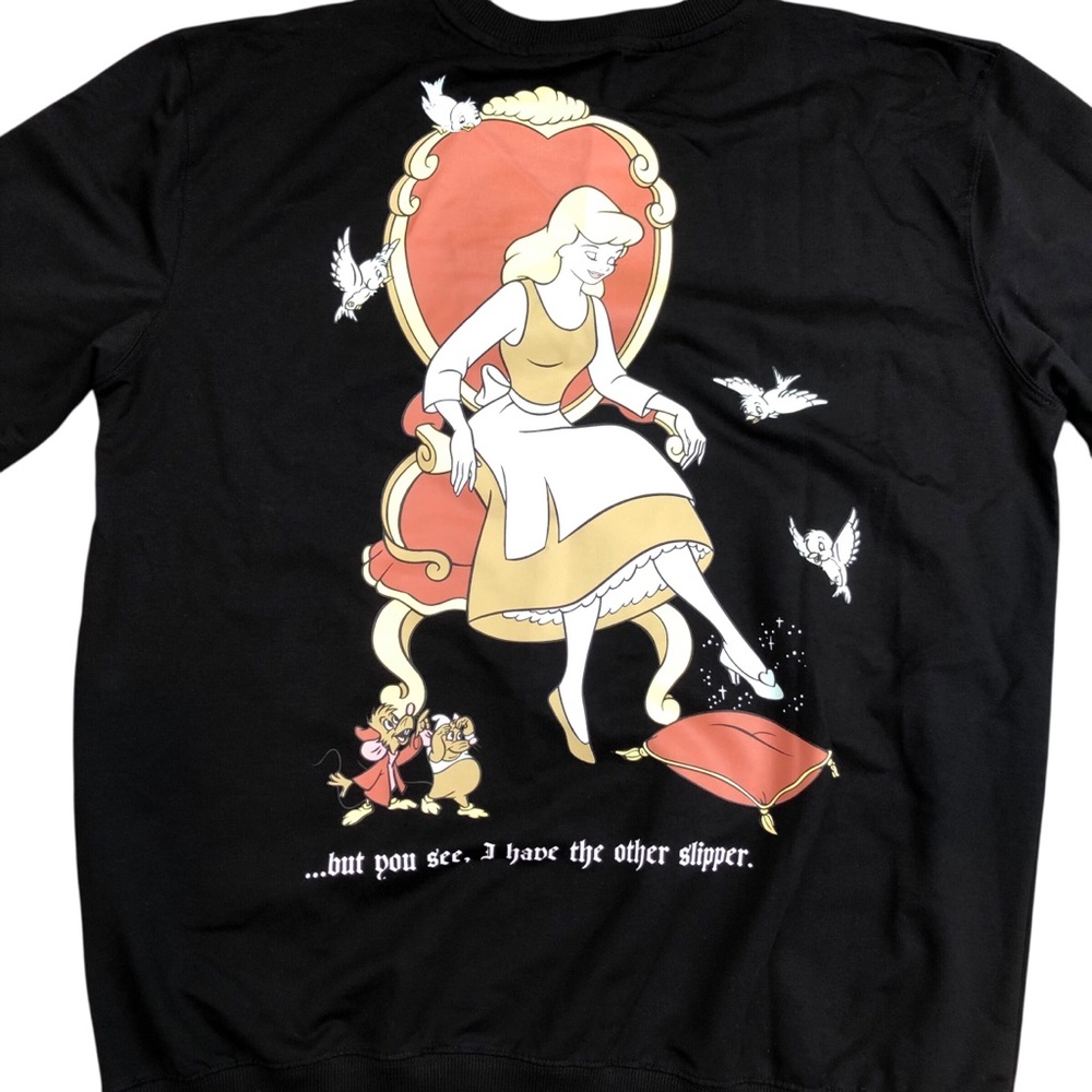 Disney Black Cinderella Graphic Sweatshirt with Red, Gold, White Accents